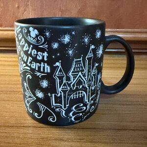 Disney Parks Mug Black White Chalkboard Happiest Place On Earth Be Our Guest